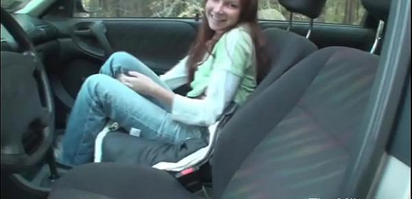  Skinny little teen girlfriend in car